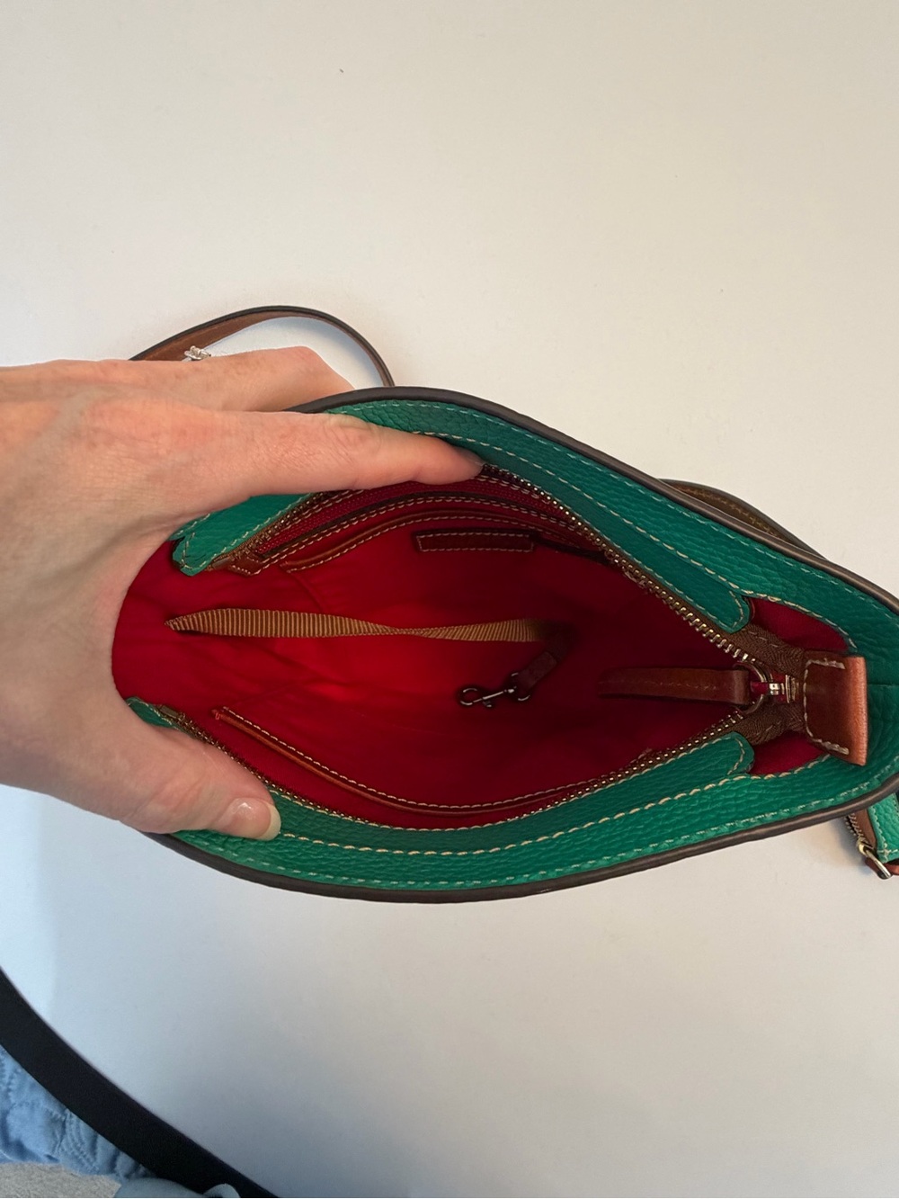 Dooney & Bourke Green Pebbled Leather Crossbody with Matching Wallet - Picture 9 of 16